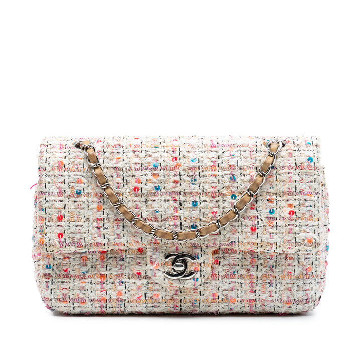 Chanel Medium Classic Tweed Sequinss Double rabat