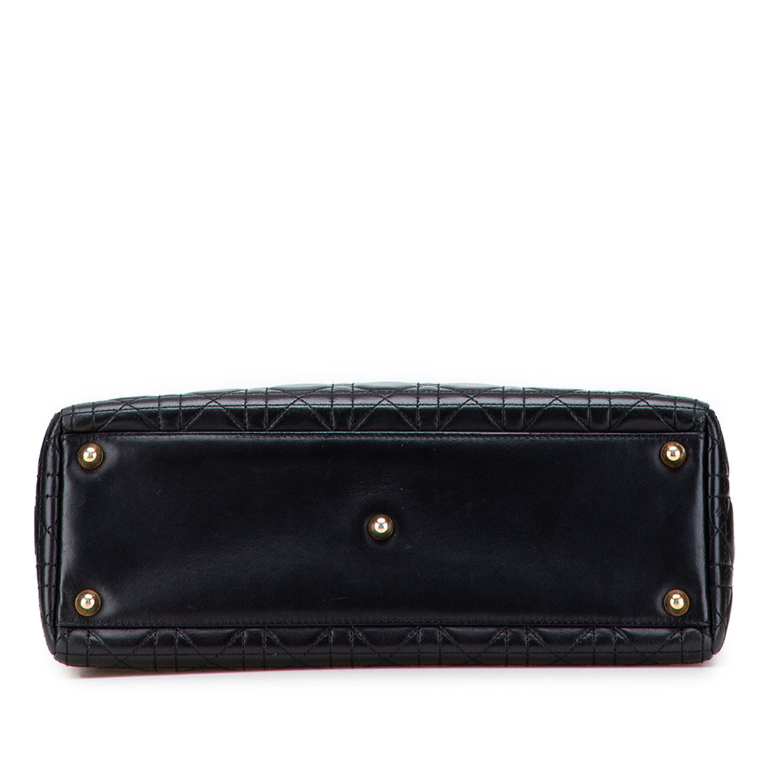 Large Lambskin Cannage Lady Dior Black - Gaby Paris