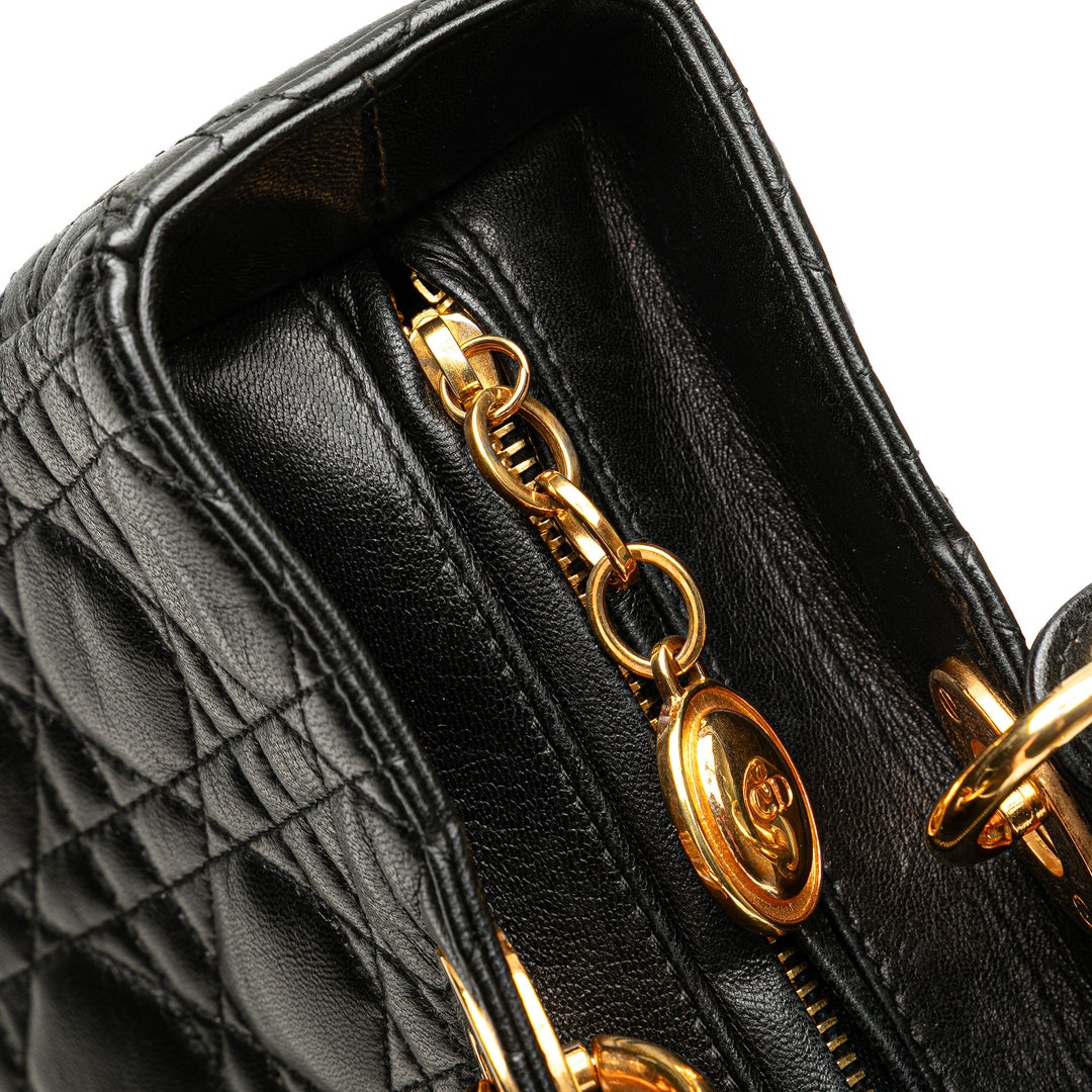 Large Lambskin Cannage Lady Dior Black - Gaby Paris