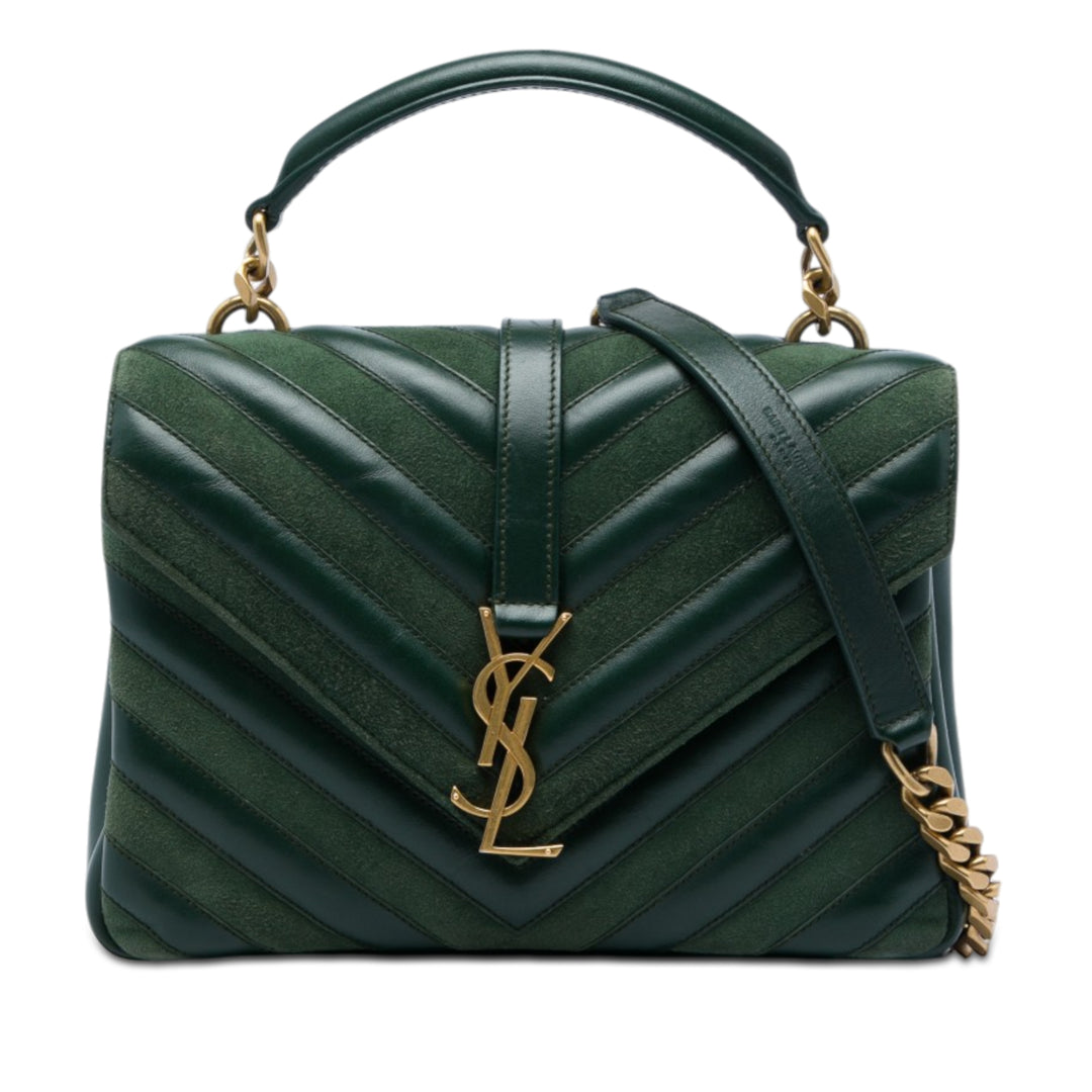 Saint Laurent Chevron et College Sac Moyen Cuir de veau