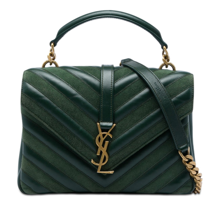 Saint Laurent Chevron et College Sac Moyen Cuir de veau