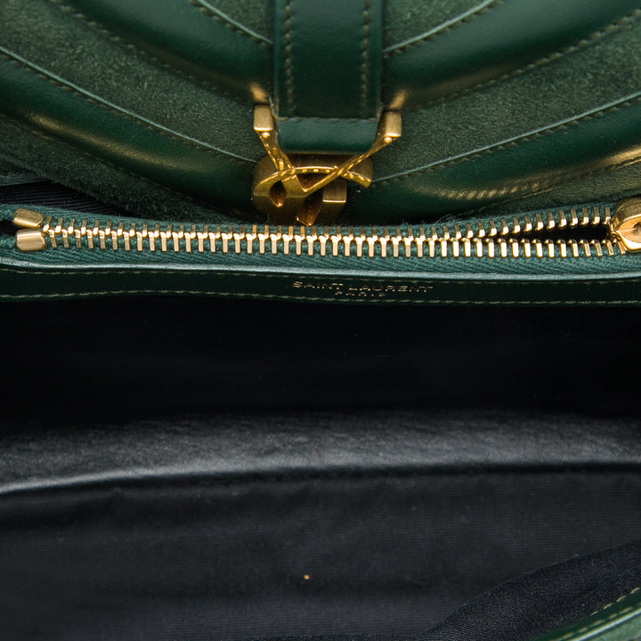 Saint Laurent Chevron et College Sac Moyen Cuir de veau