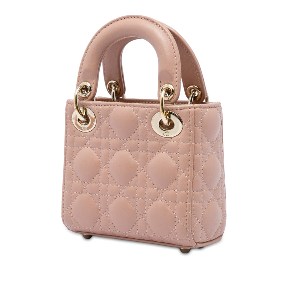 Dior Lady Dior Cannage Micro Cuir d'agneau Marron – vue 2 – GABY PARIS