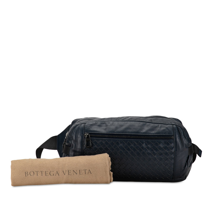 Intrecciato Belt Bag Blue - Gaby Paris