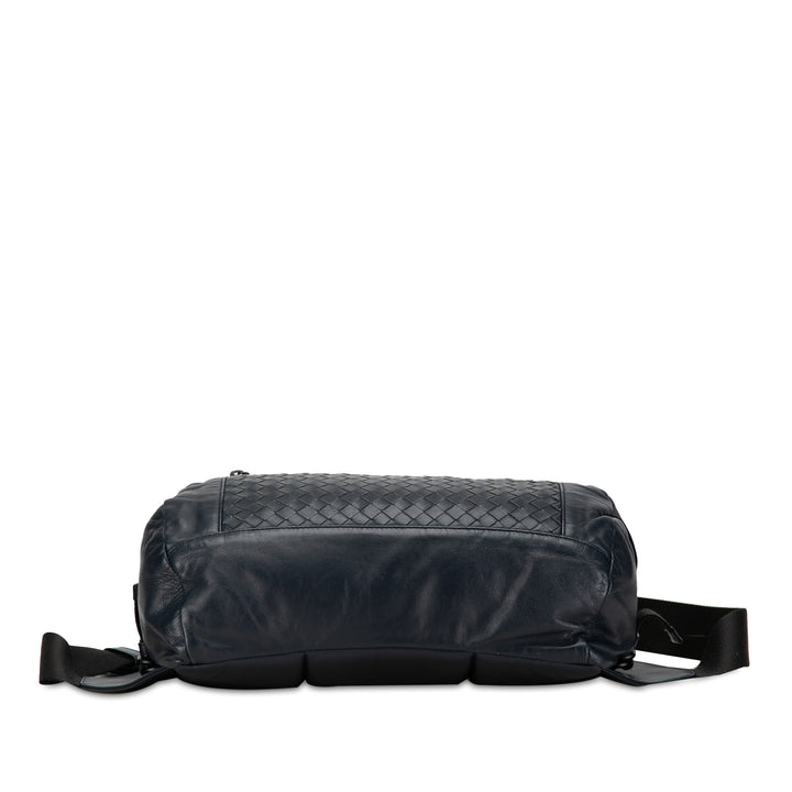 Intrecciato Belt Bag Blue - Gaby Paris