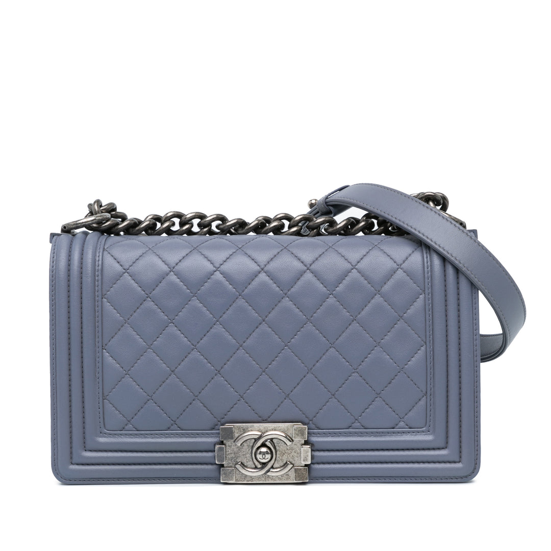 Chanel Medium Lambskin Boy Flap Purple - GABY PARIS