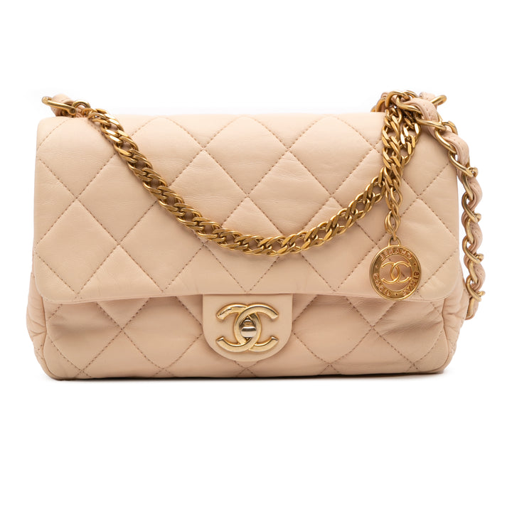 Quilted Lambskin Fancy Jewel Single Flap Brown - Gaby Paris