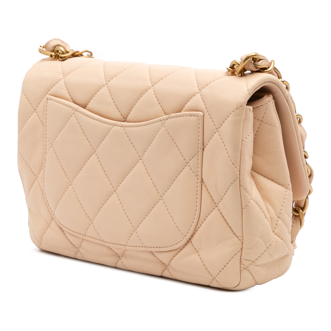 Quilted Lambskin Fancy Jewel Single Flap Brown - Gaby Paris