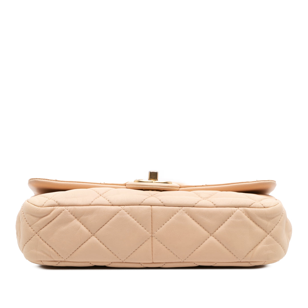 Quilted Lambskin Fancy Jewel Single Flap Brown - Gaby Paris
