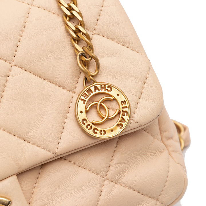 Quilted Lambskin Fancy Jewel Single Flap Brown - Gaby Paris