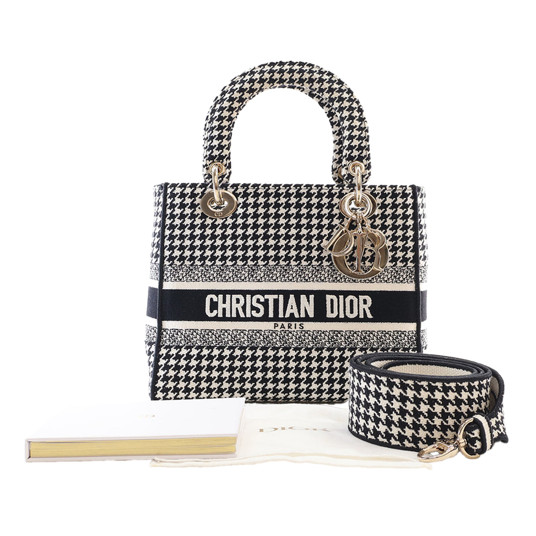 brodé Houndstooth Lady D-Lite Moyen Noir