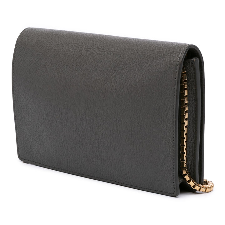 Chevre Motocross Metallic Edge Wallet on Chain Gray - Gaby Paris