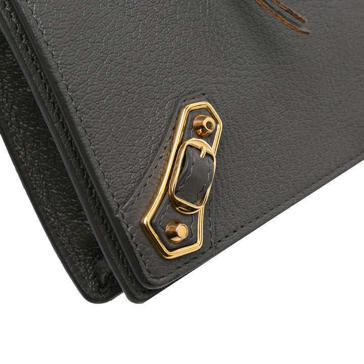 Chevre Motocross Metallic Edge Wallet on Chain Gray - Gaby Paris