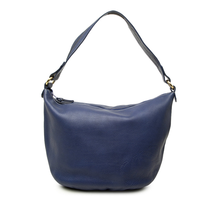 LOEWE Sac porté épaule Pebbled Anagram Hobo Cuir de veau Bleu – vue principale – GABY PARIS