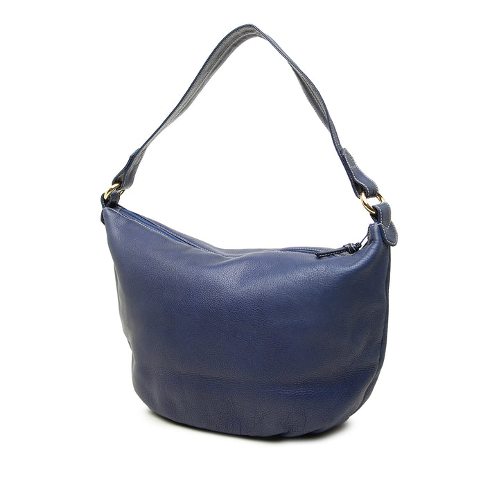LOEWE Sac porté épaule Pebbled Anagram Hobo Cuir de veau Bleu – vue 2 – GABY PARIS