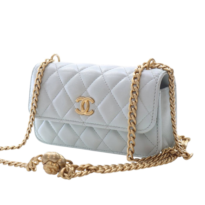 Chanel Mini CC Cuir d’agneau Camellia Crush Pochette avec chaîne