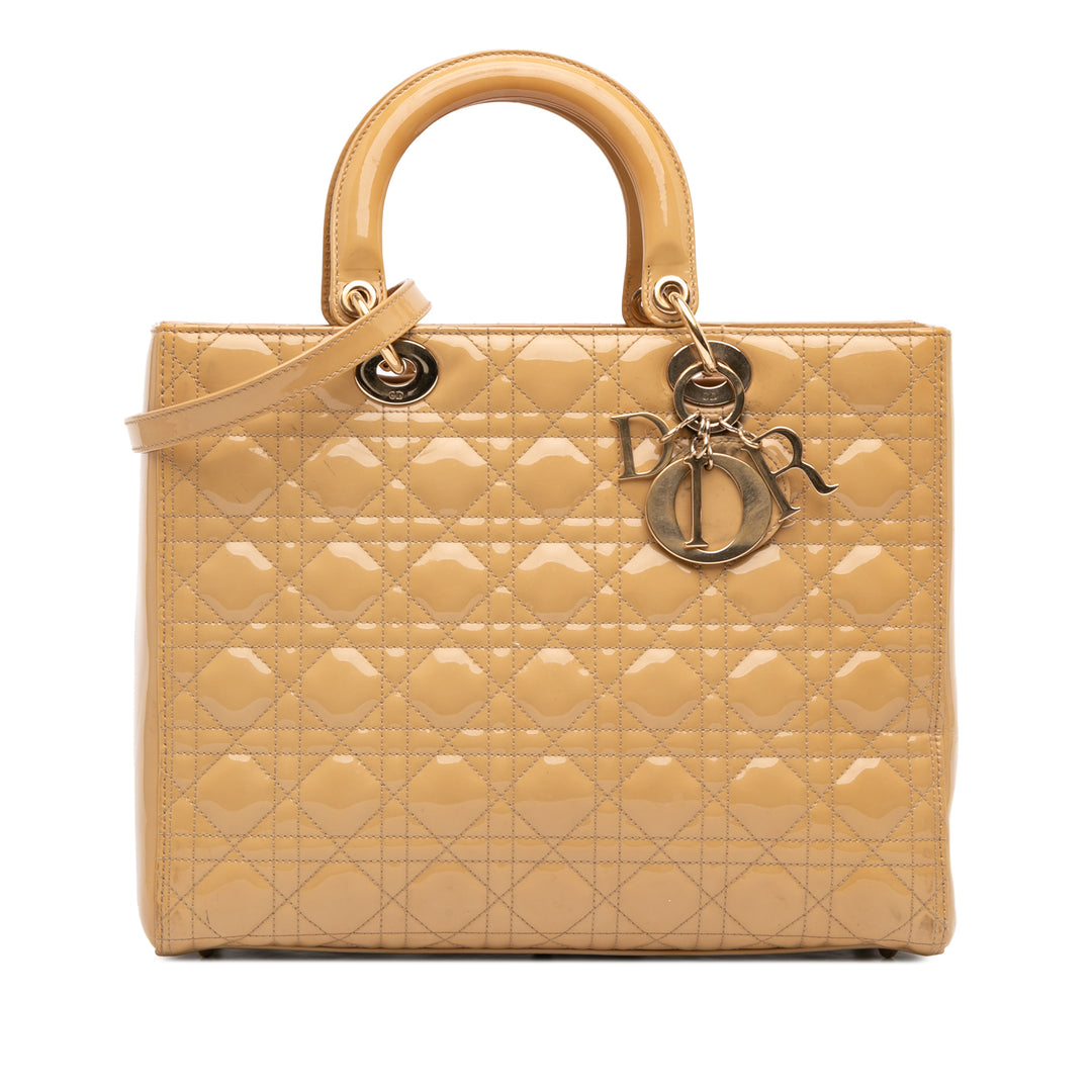 Dior Lady Dior Cannage Grand Marron – vue principale – GABY PARIS
