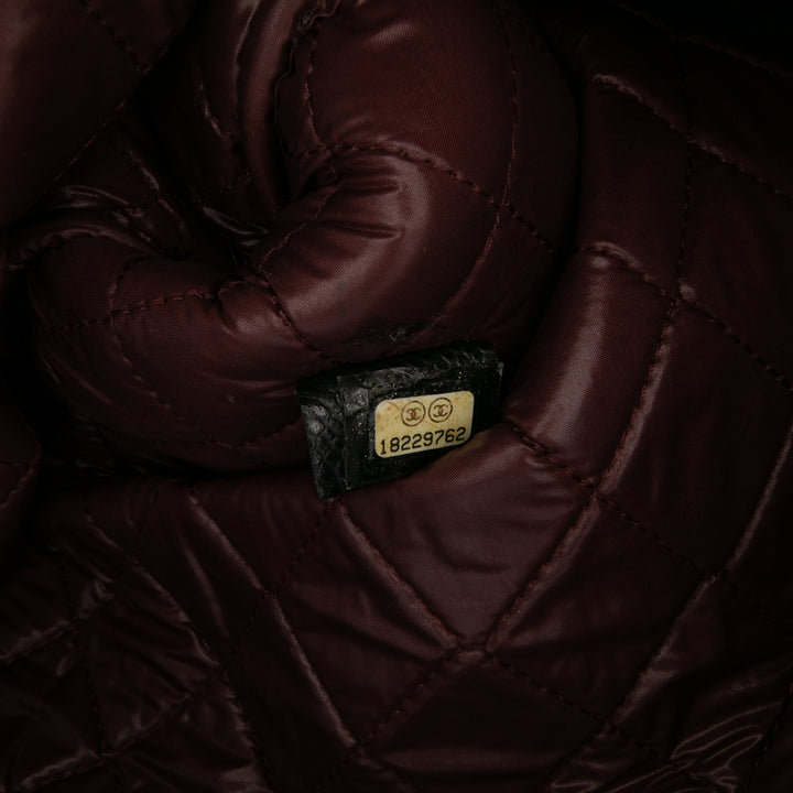 Large Quilted Caviar O Case Clutch Black - Gaby Paris