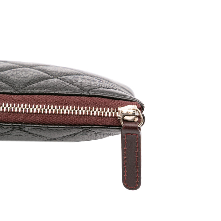 Large Quilted Caviar O Case Clutch Black - Gaby Paris