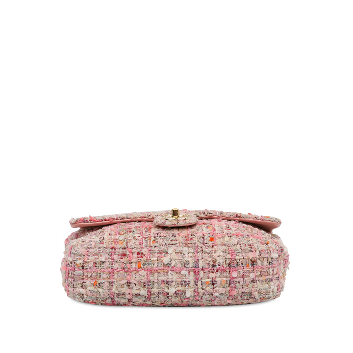 Medium Tweed Large Pearl Handle Flap Pink - Gaby Paris