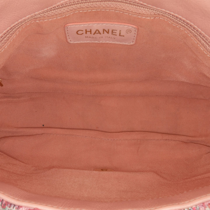 Medium Tweed Large Pearl Handle Flap Pink - Gaby Paris