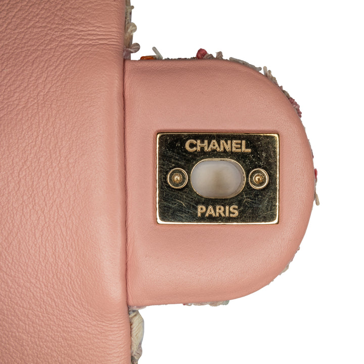 Medium Tweed Large Pearl Handle Flap Pink - Gaby Paris