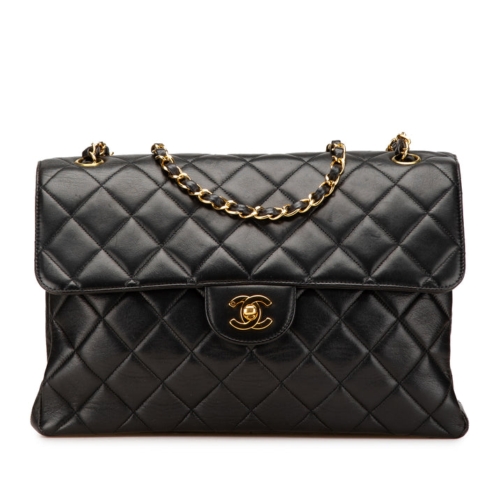 Jumbo Lambskin Double Sided Flap Black - Gaby Paris