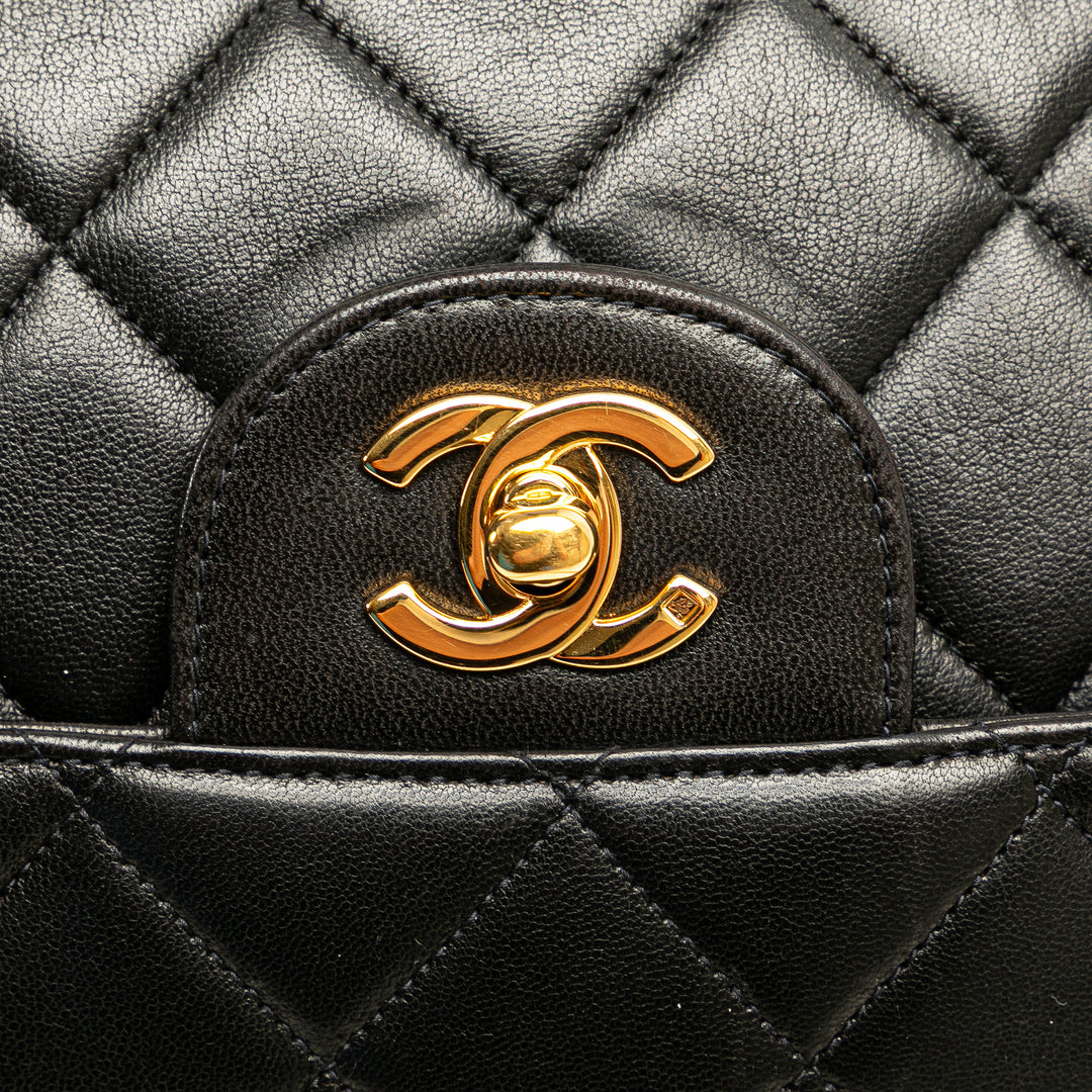 Jumbo Lambskin Double Sided Flap Black - Gaby Paris