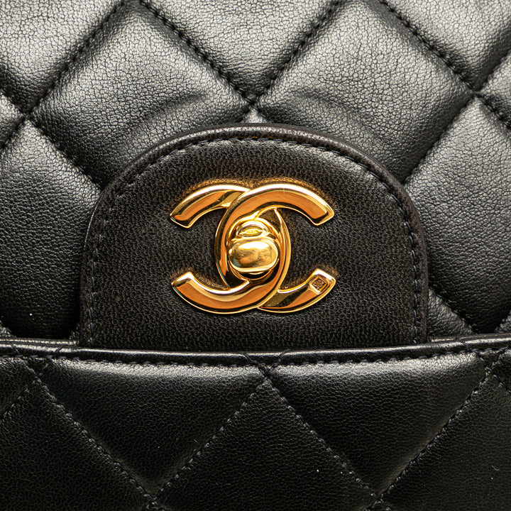 Jumbo Lambskin Double Sided Flap Black - Gaby Paris