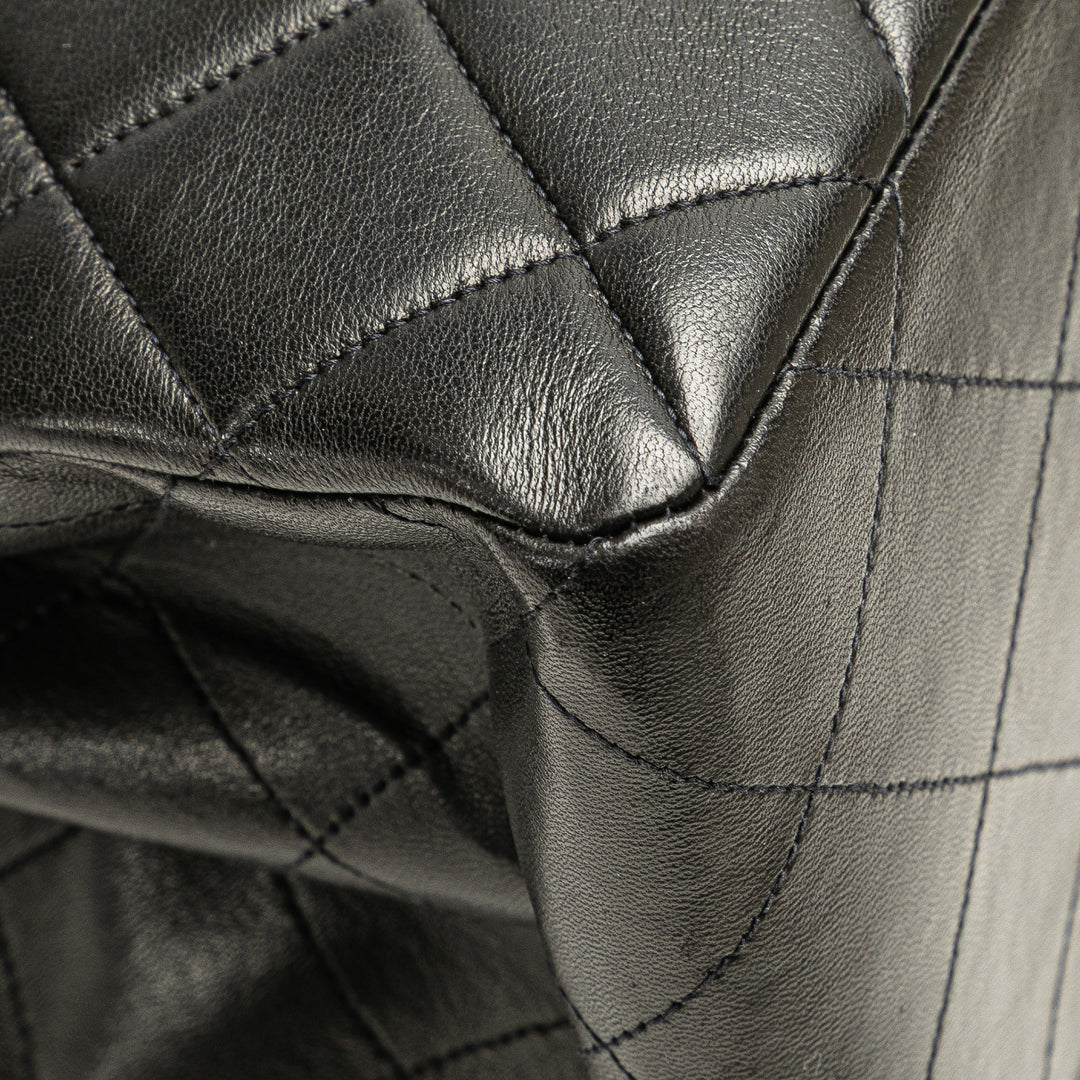 Jumbo Lambskin Double Sided Flap Black - Gaby Paris