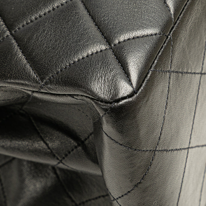 Jumbo Lambskin Double Sided Flap Black - Gaby Paris