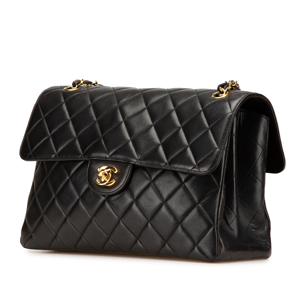 Jumbo Lambskin Double Sided Flap Black - Gaby Paris