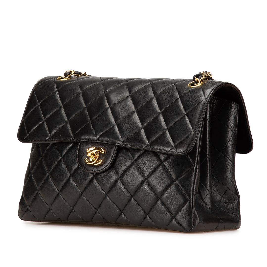 Jumbo Lambskin Double Sided Flap Black - Gaby Paris