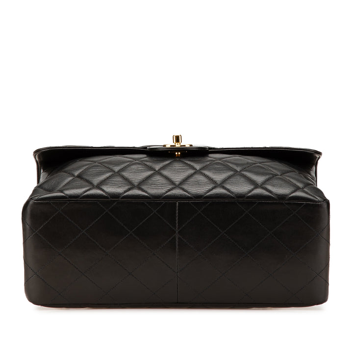Jumbo Lambskin Double Sided Flap Black - Gaby Paris