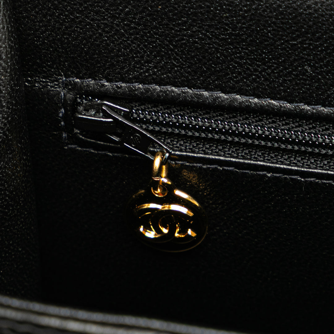 Jumbo Lambskin Double Sided Flap Black - Gaby Paris