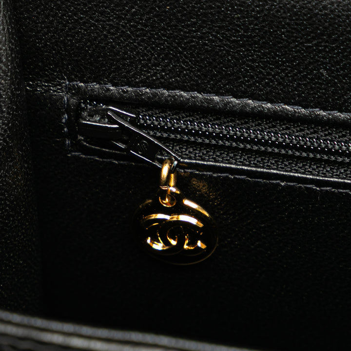 Jumbo Lambskin Double Sided Flap Black - Gaby Paris