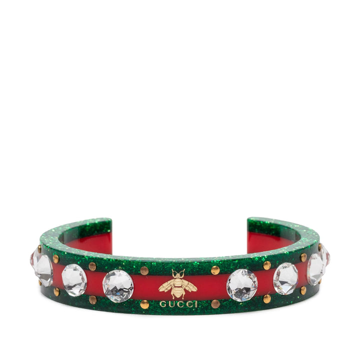 Gucci Bracelet manchette abeille en résine et strass