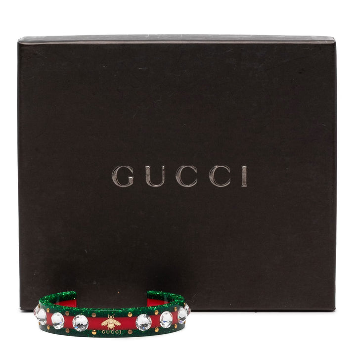 Gucci Bracelet manchette abeille en résine et strass
