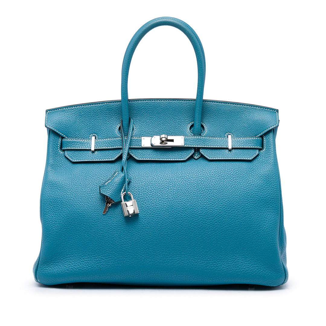 Hermès Birkin Retourne 35 Clémence Bleu – vue principale – GABY PARIS