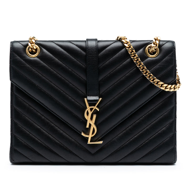 Saint Laurent Medium Chevron Cuir de veau Monogram Sac enveloppe