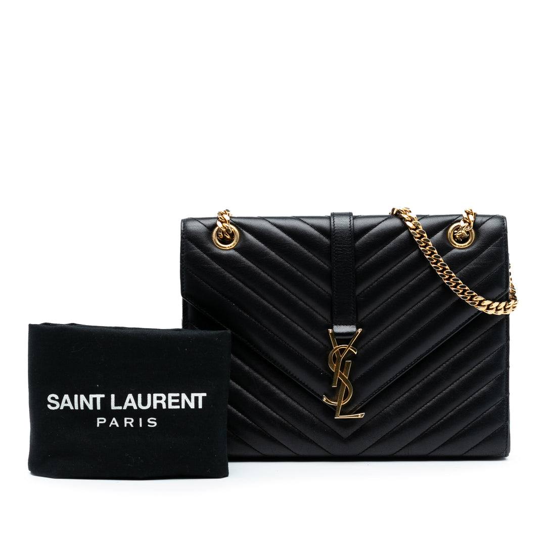 Saint Laurent Medium Chevron Cuir de veau Monogram Sac enveloppe