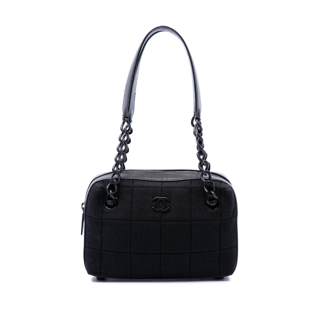Chanel CC Chocolate Bar Jersey Sac Noir – vue principale – GABY PARIS