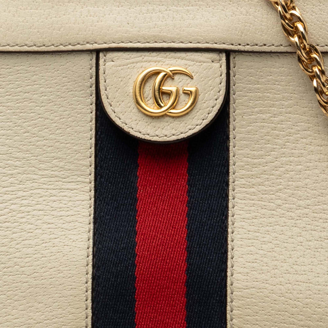 Gucci Sac bandoulière Web Ophidia Chaîne Petit Cuir de veau Blanc – vue 6 – GABY PARIS