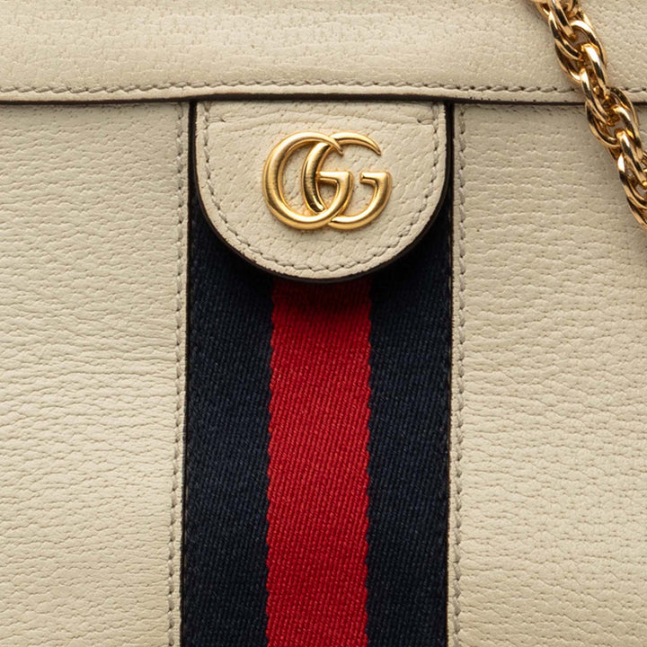 Gucci Sac bandoulière Web Ophidia Chaîne Petit Cuir de veau Blanc – vue 6 – GABY PARIS