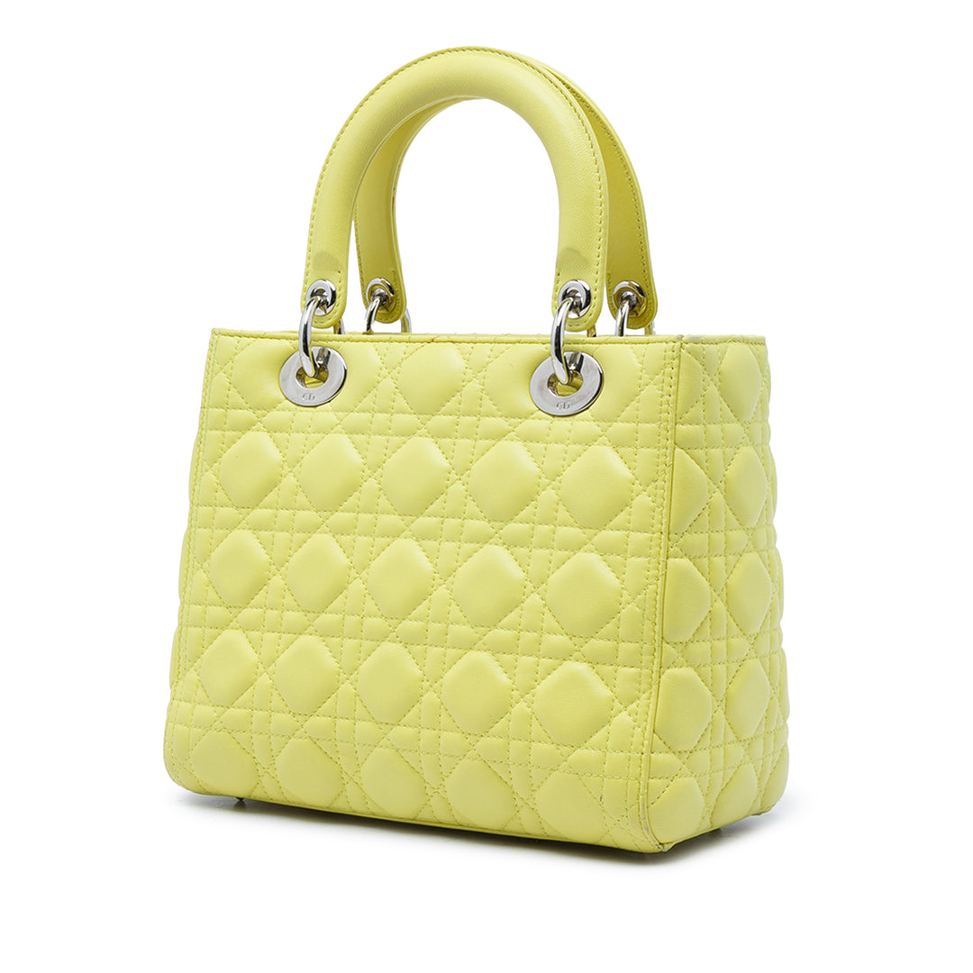 Lady Dior Cannage Moyen Cuir d'agneau Jaune