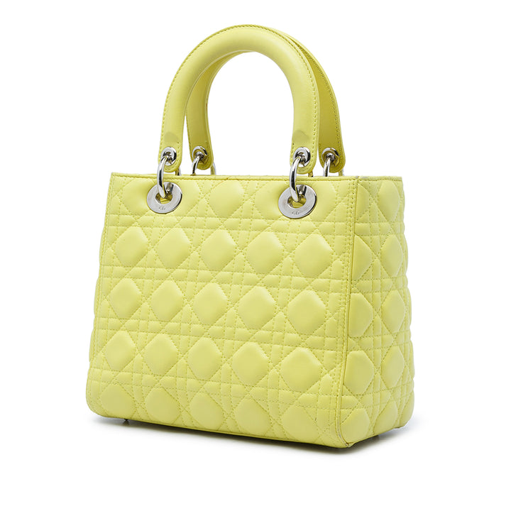 Lady Dior Cannage Moyen Cuir d'agneau Jaune
