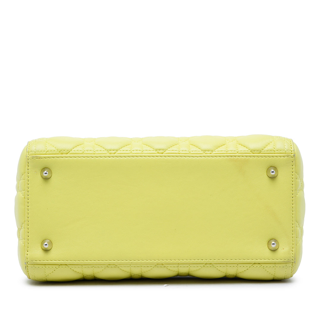 Lady Dior Cannage Moyen Cuir d'agneau Jaune