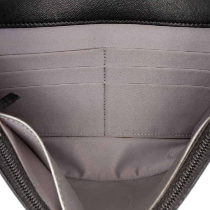 Camellia Embossed Lambskin Wallet On Chain Black - Gaby Paris