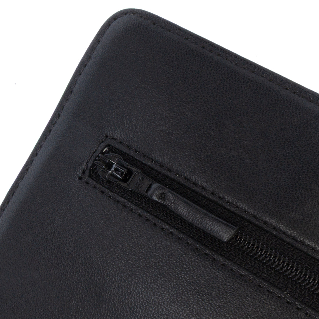 Camellia Embossed Lambskin Wallet On Chain Black - Gaby Paris