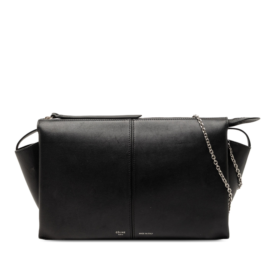 Celine Trifold Cuir Pochette avec chaîne